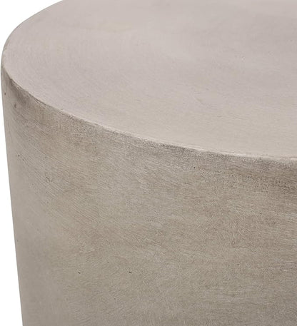 Outdoor Side Table Round Concrete End Table Faux Stone Side Tables Travertine Small Coffee Tables for Indoor Outdoor, Garden Stool Plant Stand for Porch, Backyard Patio, 15.75" Cylindrical
