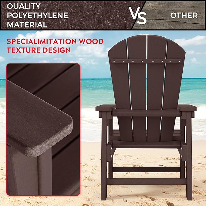 Costaelm Kids Lawn Chair, Toddler Outdoor Chair Kids Patio Furniture and Outdoor Children Picnic Activity Modern Adirondack Chairs for Garden, Patio, Backyard & Beach, Dark Brown