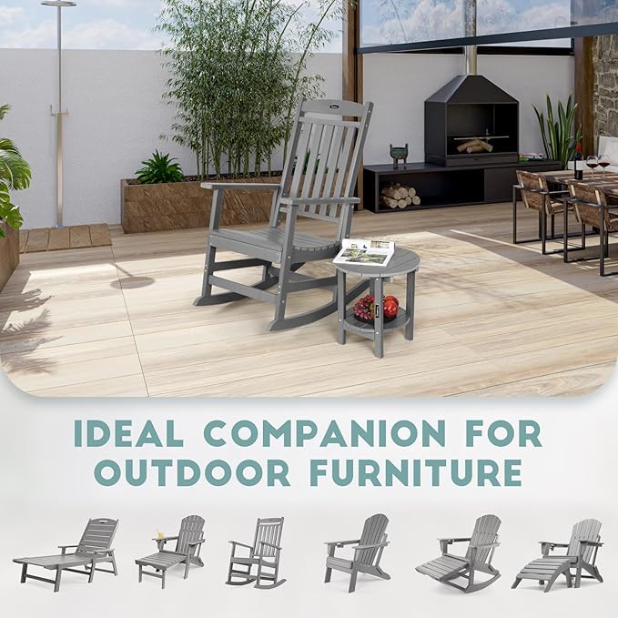 FUNBERRY Outdoor Adirondack Side Table Set of 2, 2-Tier Patio End Tables, HDPE All Weather for Outside - Photo 8