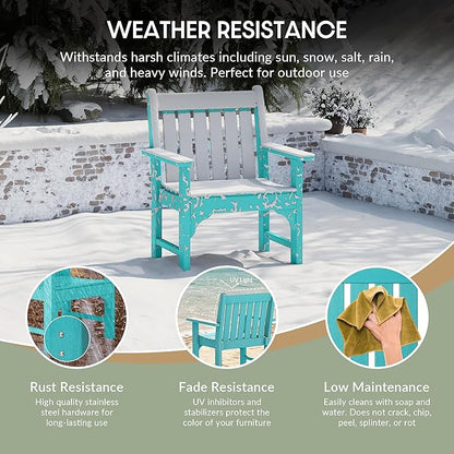 WestinTrends Malibu Outdoor Patio HDPE Adirondack Dining Arm Chair, Turquoise