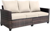 3-Seater Deep Seat Outdoor Sofa - High Back Patio Couch with Water-Resistant Cushions, All-Weather PE Rattan for Patio - Photo 1