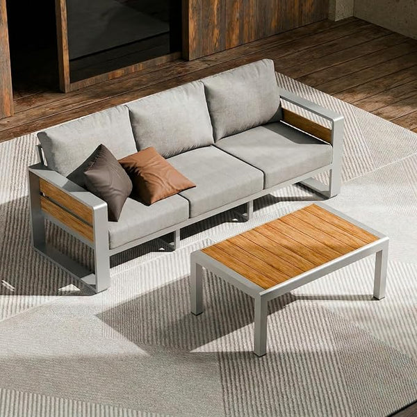 ZANDOR Aluminum Outdoor Patio Furniture - 1 Pcs 3-Seat and Coffee Table - Photo 1