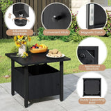 Tangkula Outdoor Table with Hole, Patio Umbrella Table with 2 Sand Bags, 1.89" Umbrella Hole, Metal Frame - Photo 9