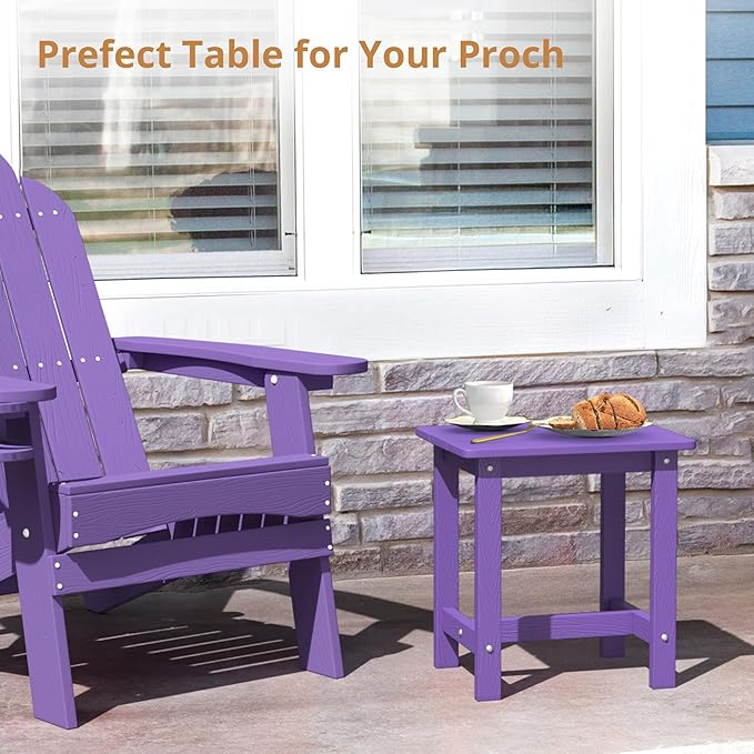 LUE BONA Outdoor Side Table, HDPS Small Outdoor Adirondack Side Tables, Outside End Table for Patio, Porch, Deck, Pool - Photo 5