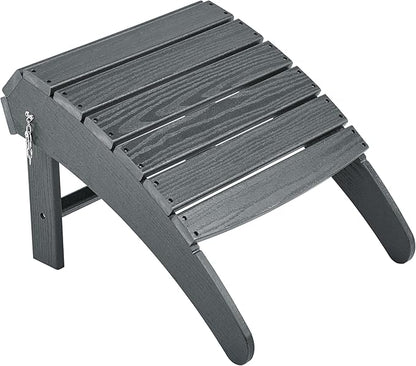 Yaheetech Adirondack Ottoman Footrest for Adirondack Chair,HDPE All Weather Outdoor Folding Foot Stool for Porch, Backyard, Lawn, Gray