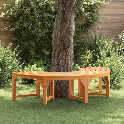 Outdoor Garden Bench 63 in Rectangular Solid Eucalyptus Wood Vintage Patio Seating for Backyard Porch Lawn Natural Brown 160 x 80 x 45 cm