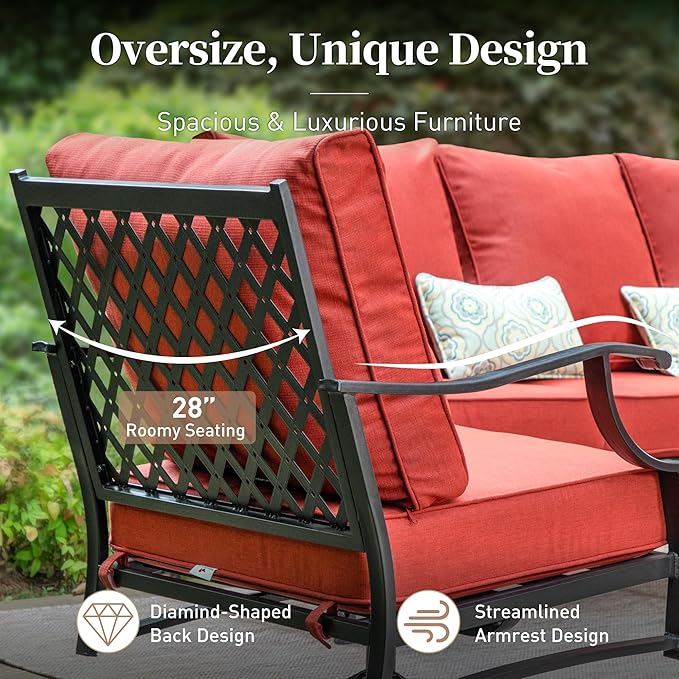 Metal Outdoor Rocker Patio Chairs Set of 2 with 5.75" Extra Thick Cushion - Photo 5
