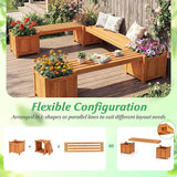 HAPPYGRILL 2-in-1 Outdoor Bench with 2 Raised Garden Beds, 2 Person Patio Bench with Teak Oil Finish, Open-Ended Base - Photo 8