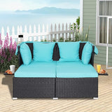 ORALNER Outdoor Daybed, 2-Person Wicker Patio Sofa with Retractable Canopy, Cushions & Pillows, 2 Side Trays - Photo 3