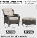 4 Piece Outdoor Wicker Patio Furniture Set, Patio Chairs Set with Thickened Olefin Cushions, High Back and Deep Seating - Photo 2