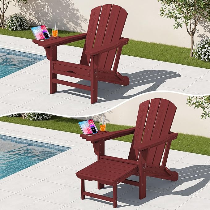 KINGYES Adjustable Folding Adirondack Chair with Footrest & 4-in-1 Multi-Functional Armrest Organizer - Photo 1