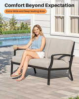 Never-Rust Aluminum Outdoor Loveseat, Modern Patio Loveseat Couch with Deep Seating - Photo 4