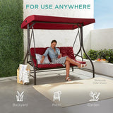 Best Choice Products 3-Seat Outdoor Large Converting Canopy Swing Glider, Patio Hammock Lounge Chair for Porch - Photo 6