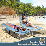 LILYPELLE Folding Chaise Lounge Chair with Mattress, 5 Position Beach Chair with Face Hole - Photo 2