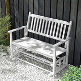 Tangkula 2 Person Outdoor Glider Bench, Poplar Wood Patio Swing Glider Loveseat with Armrests, Slatted Seat & Backrest - Photo 4