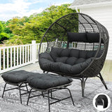 NICESOUL Indoor Outdoor Double Egg Chair with Footrest Padded Cushion - Photo 1