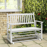 Tangkula 2 Person Outdoor Glider Bench, Poplar Wood Patio Swing Glider Loveseat with Armrests, Slatted Seat & Backrest - Photo 9