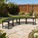 Heavy-Duty Outdoor Metal Benches Set of 4, Backless Curved Fire Pit Seating with Weatherproof, Quick Assembly for Patio - Photo 1