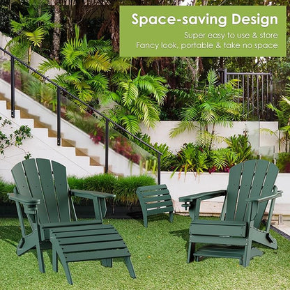 GREENVINES Adirondack-Ottoman | HDPE Plastic | Outdoor Footrest | All Weather | Foot Stool | Foot Rest | Forest | for Adirondack Chair | for Patio Backyard Pool