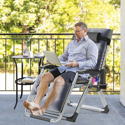 Slsy Zero Gravity Chair, Reclining Lounge Chair with Removable Cushion & Tray for Indoor and Outdoor, Patio Recliner Folding Reclining Chair