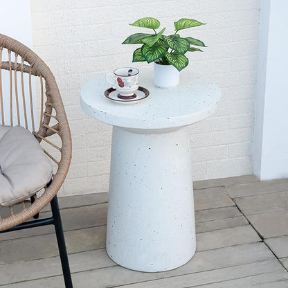 Christopher Knight Home Norvin Patio Lightweight Concrete Terrazzo Coffee Table, Indoor and Outdoor Table for Garden/Backyard/Poolside/Balcony Cafeteria, MGO Outdoor Side Table with No Assembly,White