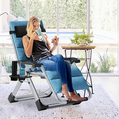Slsy Zero Gravity Chair, Reclining Lounge Chair with Removable Cushion & Tray for Indoor and Outdoor, Patio Recliner Folding Reclining Chair