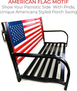 Backyard Expressions Patio · Home · Garden 908353-NM Outdoor Porch Metal American Flag Patio Swing-Red - Photo 2