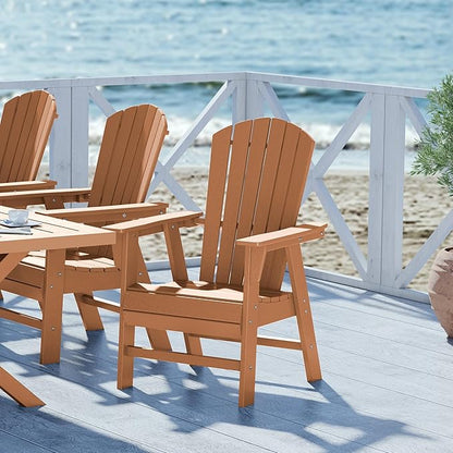 WestinTrends Dylan Outdoor Patio Shell-Back Adirondack Dining Chair Weather Resistant Teak
