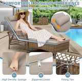Outdoor Chaise Lounge Chair Set of 2, PE Wicker Recliner Patio Reclining Sunbathing Chair with Cushion - Photo 5
