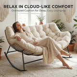 SWITTE Oversized Double Rocking Papasan Chair, Outdoor Wicker Egg Loveseat with Thick Cushion - Photo 6