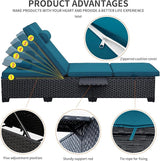WAROOM Outdoor Chaise Lounge Chairs for Outside Patio Furniture Set of 2 Wicker Recliner Black Rattan Sunbathing - Photo 5