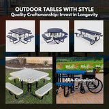 COATEDOUTDOORFURNITURE Heavy-Duty Portable Outdoor Picnic Table with Umbrella Hole - Photo 4