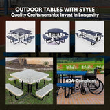 Coated Outdoor Furniture Heavy-Duty Portable ADA-Compliant Outdoor Picnic Table - Photo 4