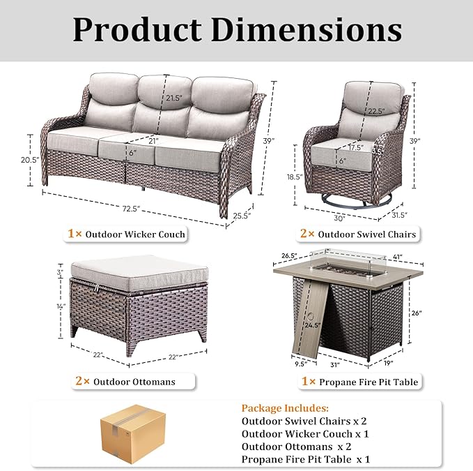 Luxury Patio Furniture Set with 42.5" Fire Pit Table - Photo 9
