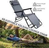 Outdoor Folding Chaise Lounge Chair, Patio Sun Lounger Reclining Beach Chair Sun Patio Pool Lawn Recliner Chair (Gray) - Photo 6
