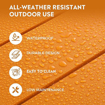 Costaelm Adirondack Conversation Table, HDPE Outdoor Drink Weather Resistant, Outdoor Patio Porch Accent Balcony Table for Pool, Seaside, Backyard, Orange