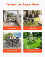 VEVOR Outdoor Patio Dining Table, 37 inch Square Metal Steel Slat Backyard Bistro Tables, with 1.5 in Umbrella Hole - Photo 7