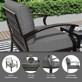 Gotland Aluminum Patio Furniture Set with Fire Pit Table - Photo 3