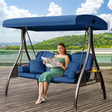 3 in 1 Outdoor Porch Swing with Adjustable Canopy, 3 Seat Outdoor Swing for Adults - Photo 1