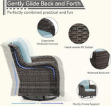 6 Piece Outdoor Wicker Patio Furniture Set, Outdoor Swivel Rocker Patio Chairs Set with Thickened Olefin Cushions - Photo 3
