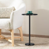 Black Drink Table Small Round Pedestal Side Table with Marble Base Modern Cocktail Table for Patio Sofa Couch Chair - Photo 8