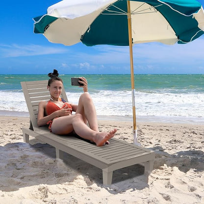 Outdoor Chaise Lounge Chair – 5-Position Adjustable Backrest, Waterproof Resin Wicker Sun Lounger for Pool, Patio, Garden, Beach & Deck – All-Weather Comfort (Grey)