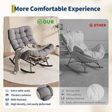 Outdoor Rocking Chair with Footrest, Oversized Patio Papasan Chairs with Cushion - Photo 7