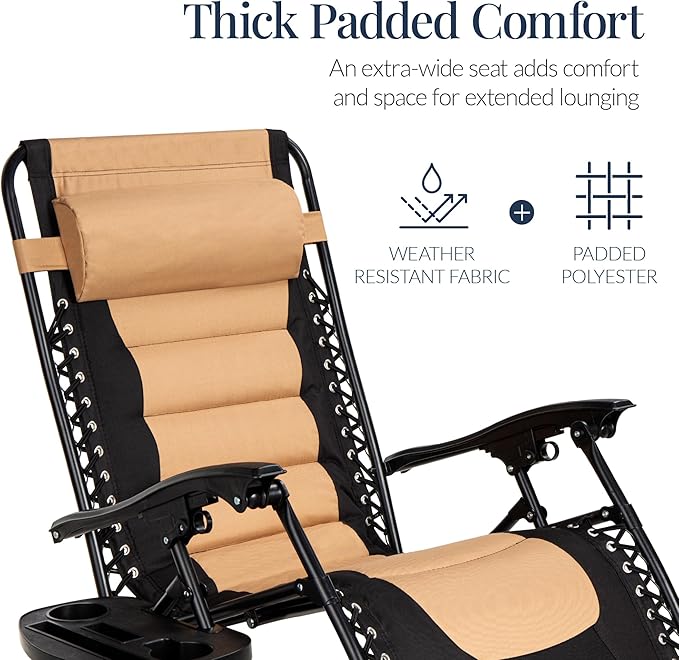 Best Choice Products Oversized Padded Zero Gravity Chair, Folding Outdoor Patio Recliner - Photo 4