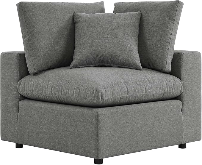 Modway Commix Outdoor Patio Overstuffed Loveseat in Charcoal - Photo 7