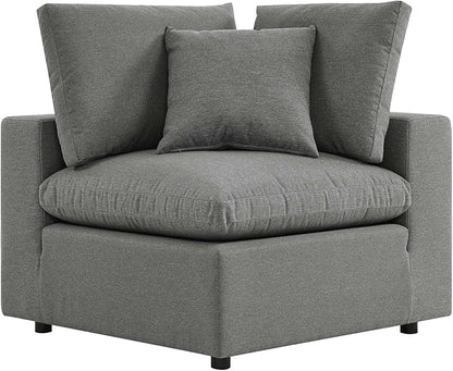 Modway Commix Outdoor Patio Overstuffed Loveseat in Charcoal