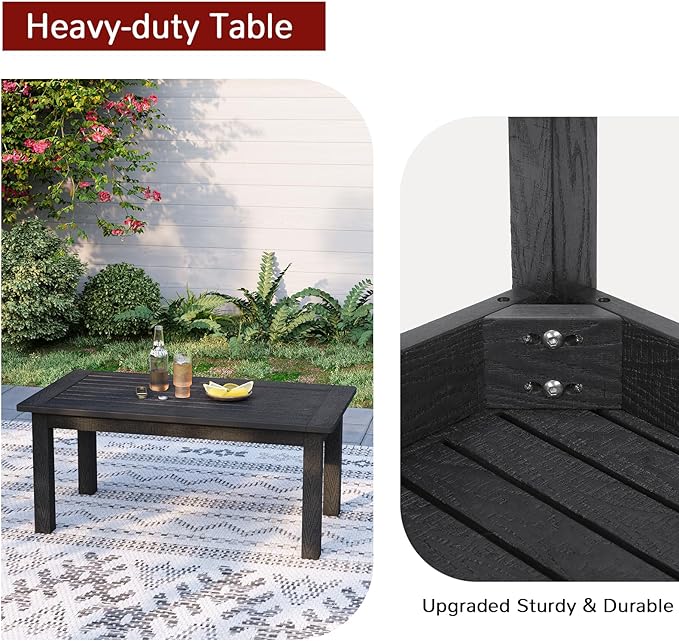 Stoog Outdoor Coffee Table, All-Weather Poly Lumber Patio Side Table, Rectangle End Table for Backyard, Porch, Garden - Photo 6