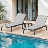 DWVO Outdoor Chaise Lounge Set, 2 Patio Chaise Lounge Chairs with Side Table - Photo 1