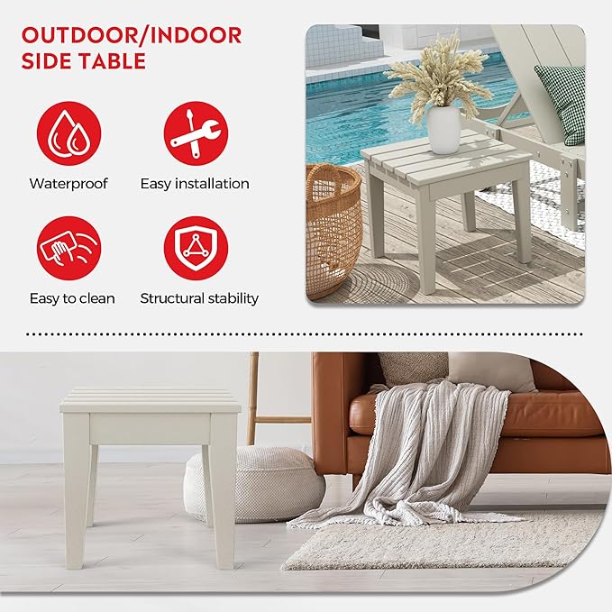 Costaelm Small Outdoor Side Table, Patio End Table Weather Resistant Outdoor Coffee Table - Photo 5