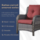 HUMMUH 4 Pieces Patio Furniture Set Wicker Patio Chairs Set of 2 with Ottomans Rattan Outdoor Furniture Conversation - Photo 3